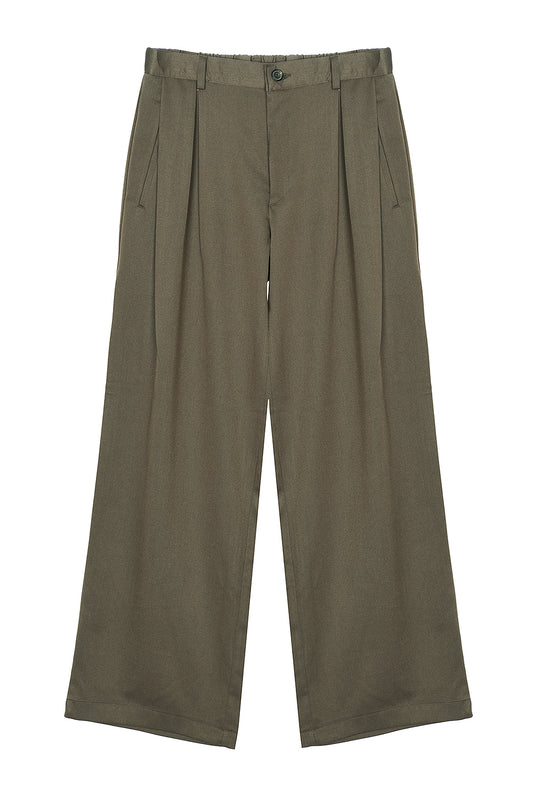Margaret 2-Tuck Wide Leg Pants Dark Olive | ODD EVEN
