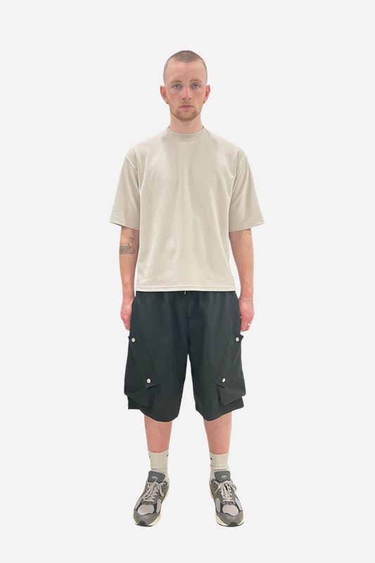 Game Button Up Cargo Shorts Black | ODD EVEN