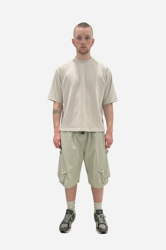 Game Button Up Cargo Shorts Pale Green | ODD EVEN