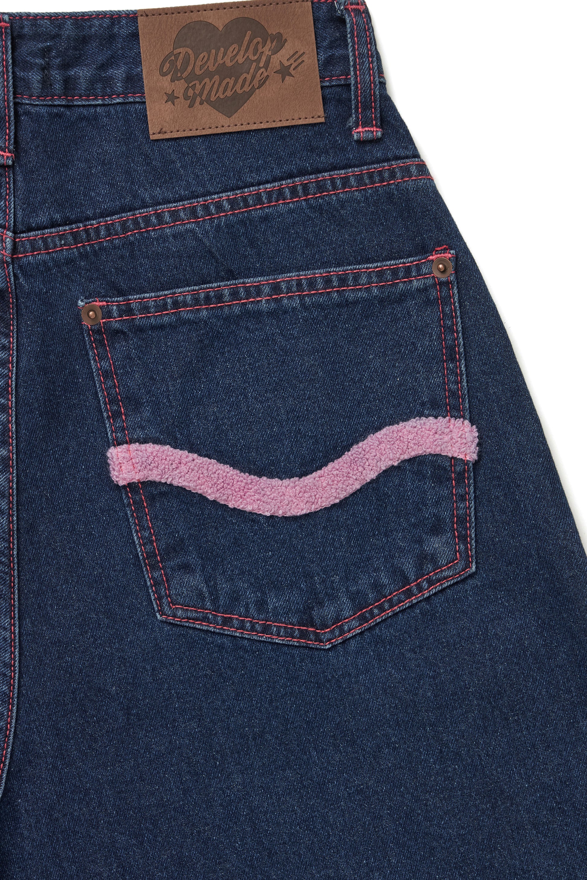 Develop Korea Pink Wave Jeans Blue | ODD EVEN