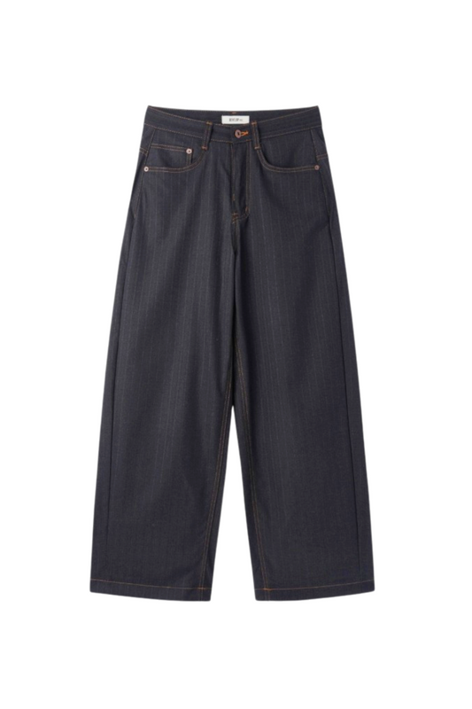 Develop Korea School Days Pinstripe Pants Dark Navy | ODD EVEN