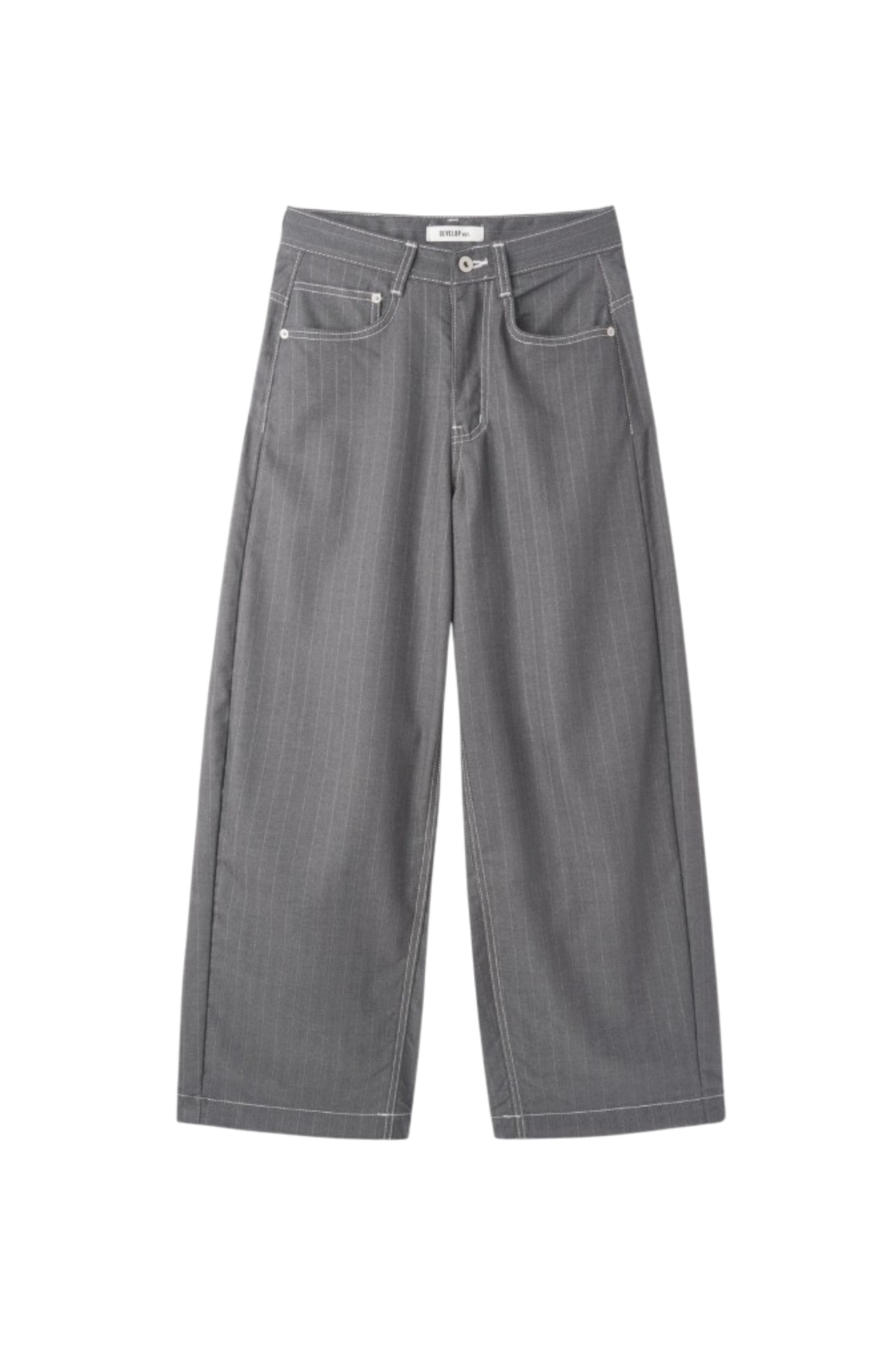 Develop Korea School Days Pinstripe Pants Grey | ODD EVEN