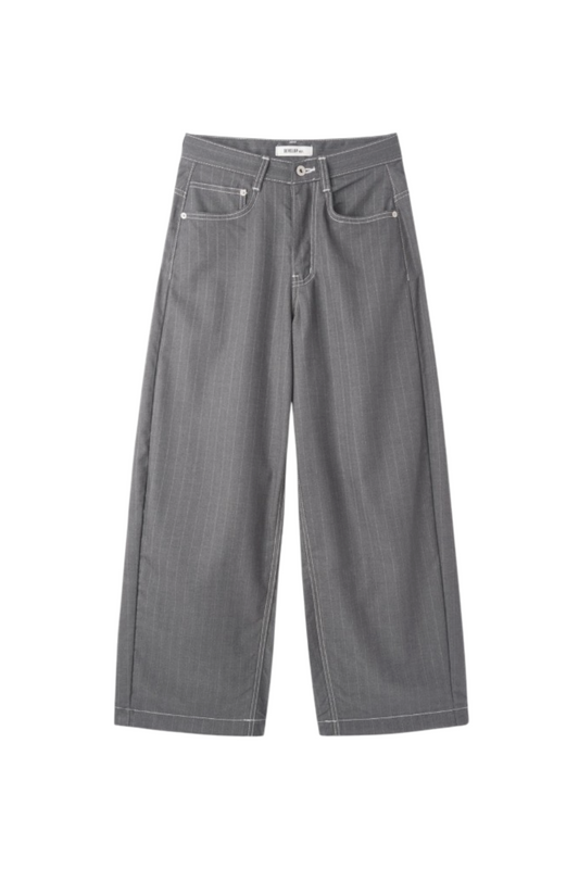Develop Korea School Days Pinstripe Pants Grey | ODD EVEN
