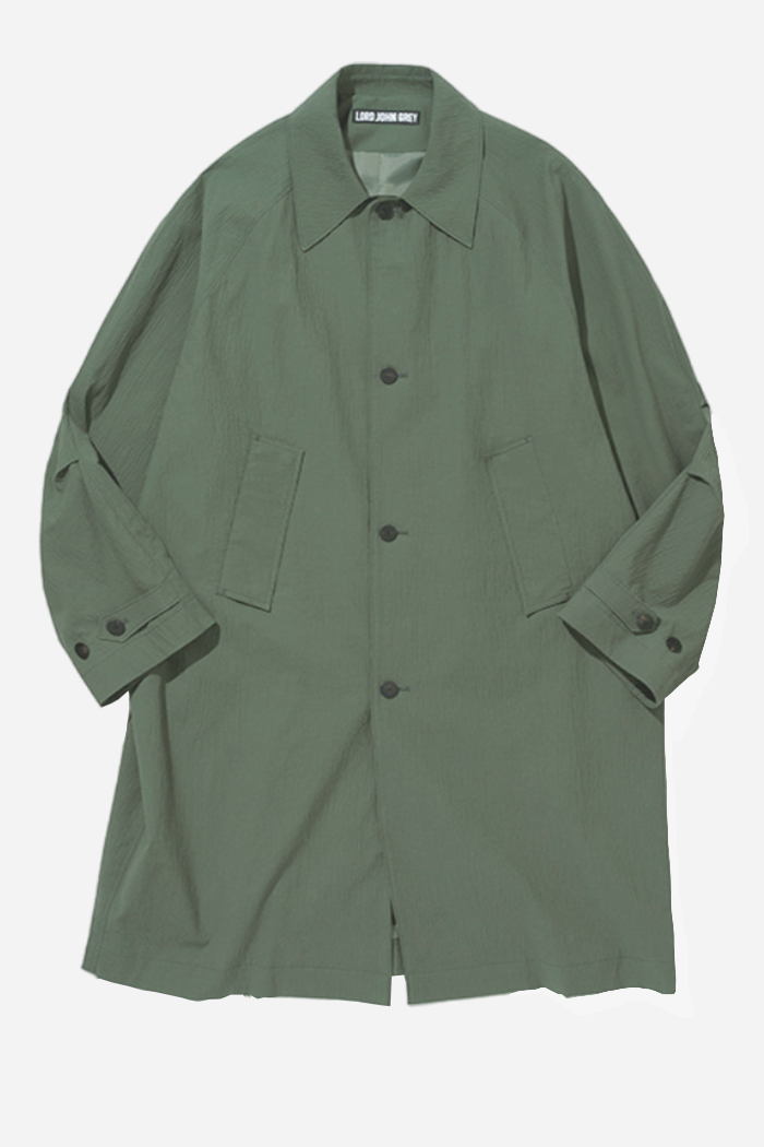 LJG Seersucker Balmacaan Coat Sage Green | ODD EVEN