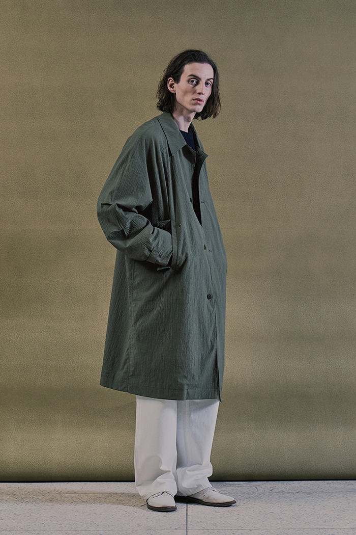 LJG Seersucker Balmacaan Coat Sage Green | ODD EVEN