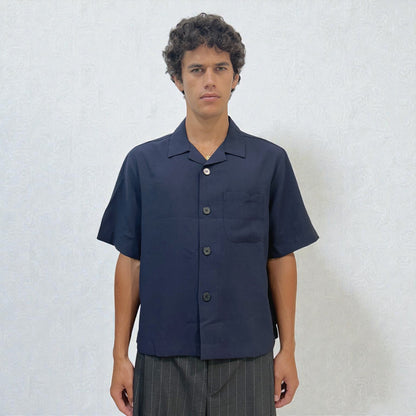 Malenkii Vacation S/S Shirt Navy  | ODD EVEN