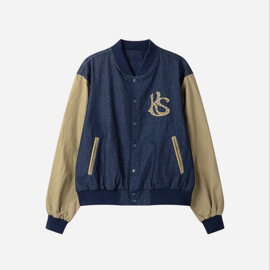 Kaleidoscope Varsity Letterman Jacket Navy