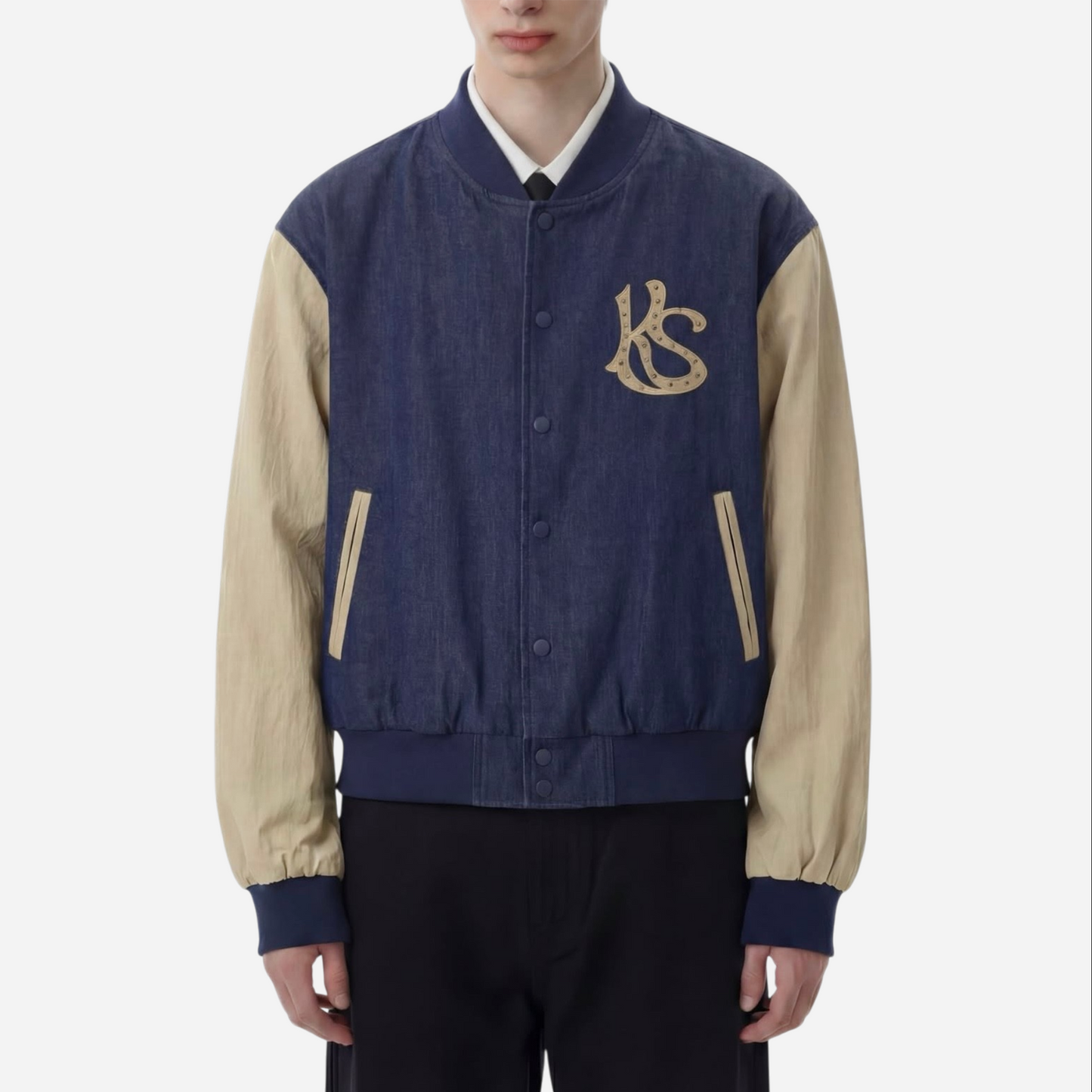 Kaleidoscope Varsity Letterman Jacket Navy