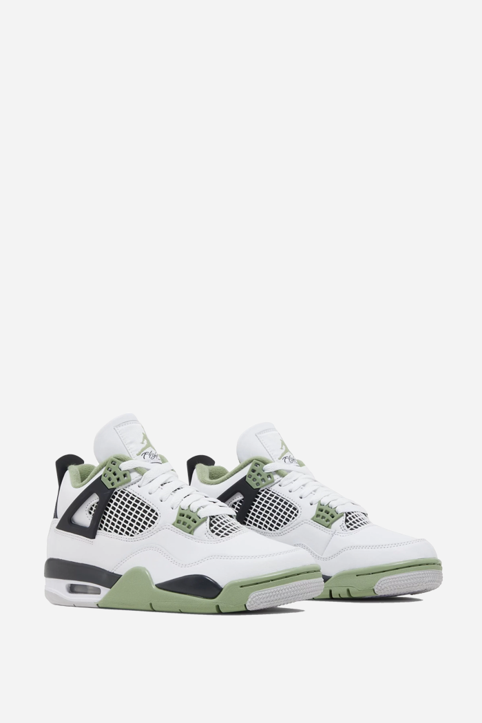 Jordan - WMNS AIR JORDAN 4 RETRO 'WHITE/OIL GREEN-DARK ASH-NEUTRAL GREY' -  VegNonVeg